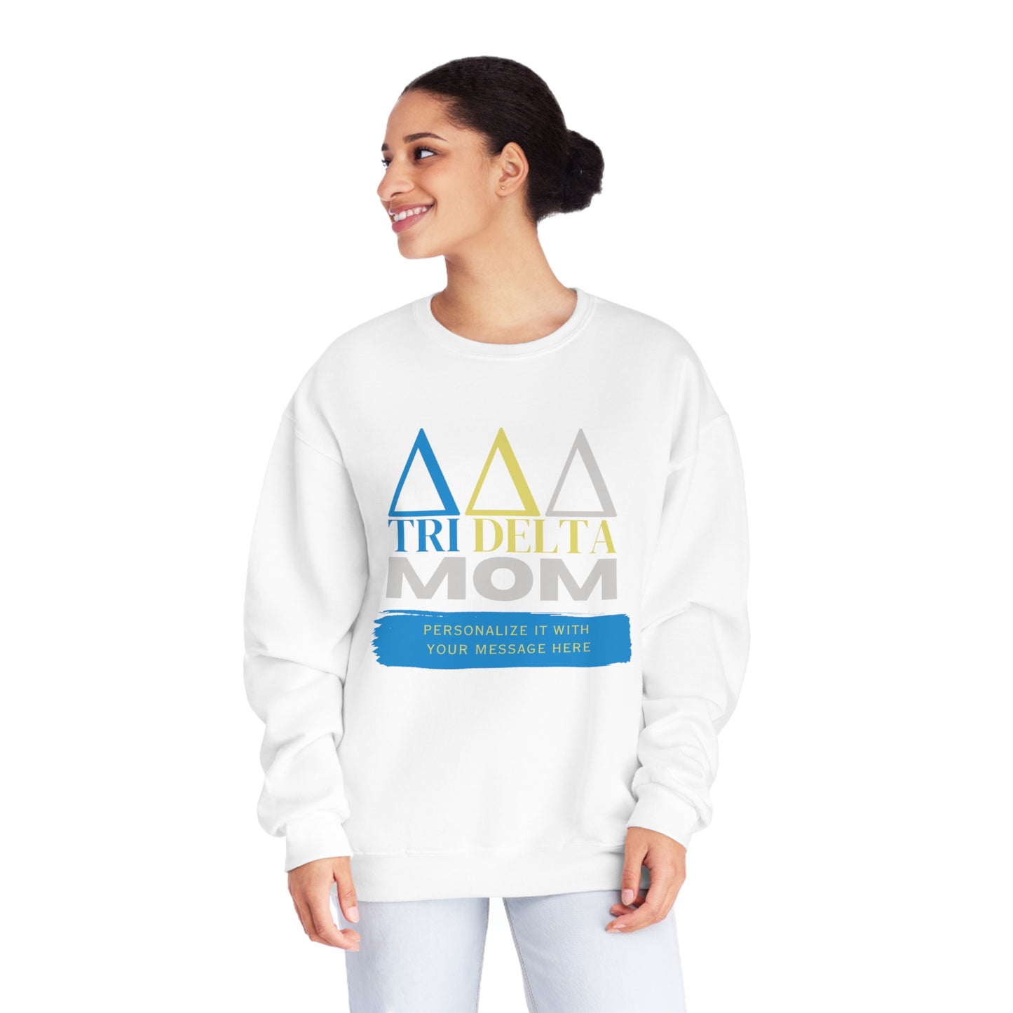 Personalizable Tri Delta Mom NuBlend® Crewneck Sweatshirt | Get your shirt customized | For sorority moms | Gifts for Mom