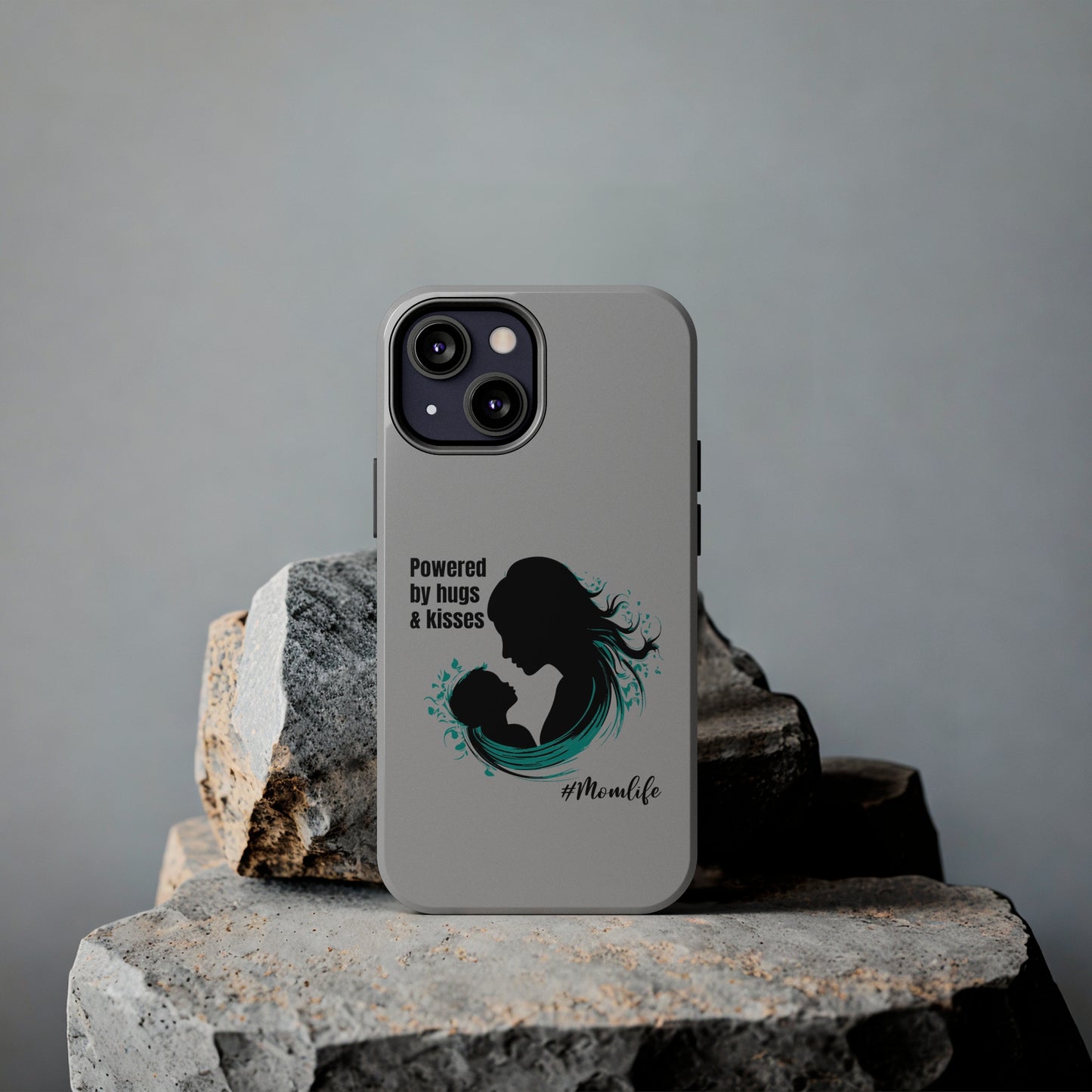 Powered By Hugs & Kisses Tough iPhone Cases | Great gift for Mom | #MomLife