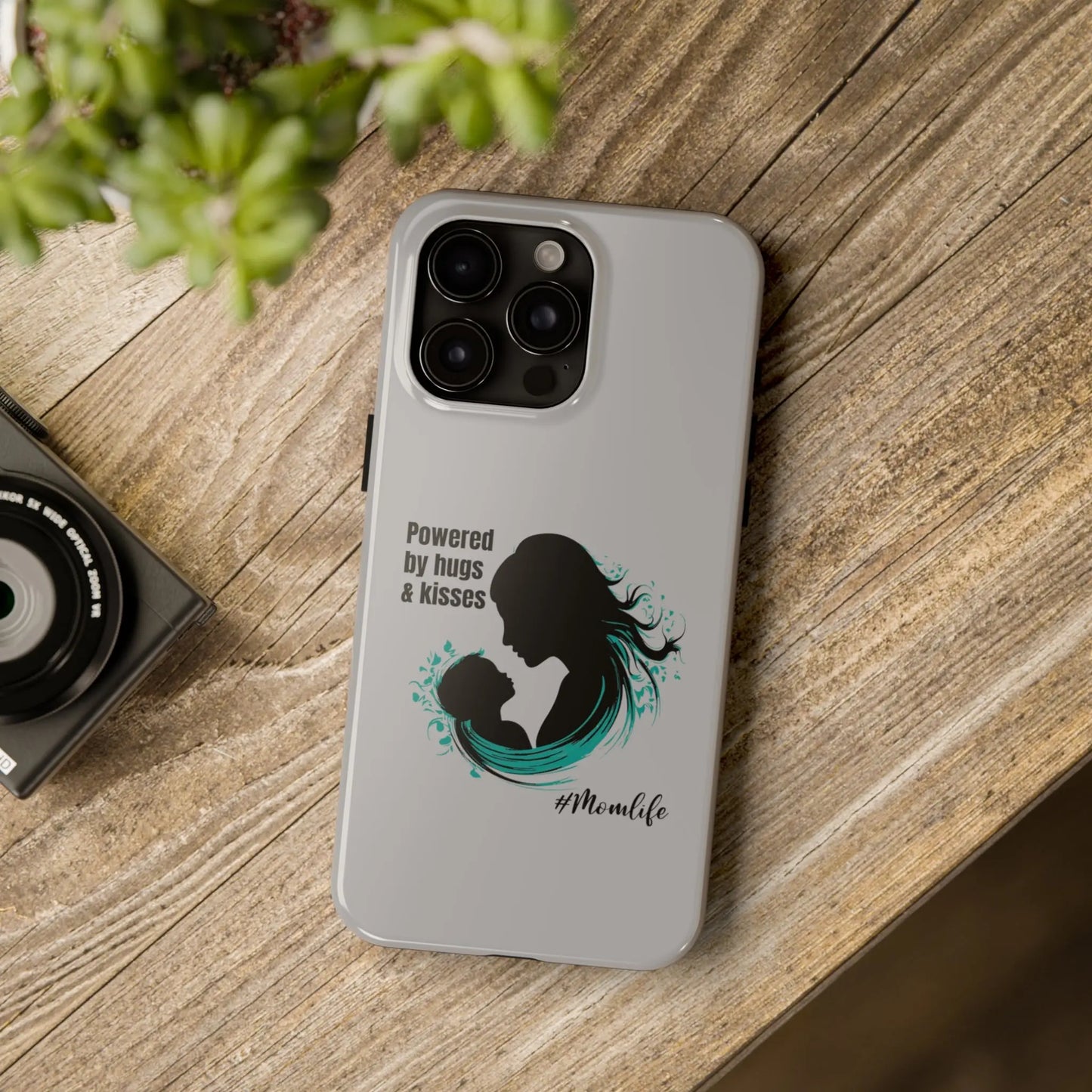 Powered By Hugs & Kisses Tough iPhone Cases | Great gift for Mom | #MomLife Printify