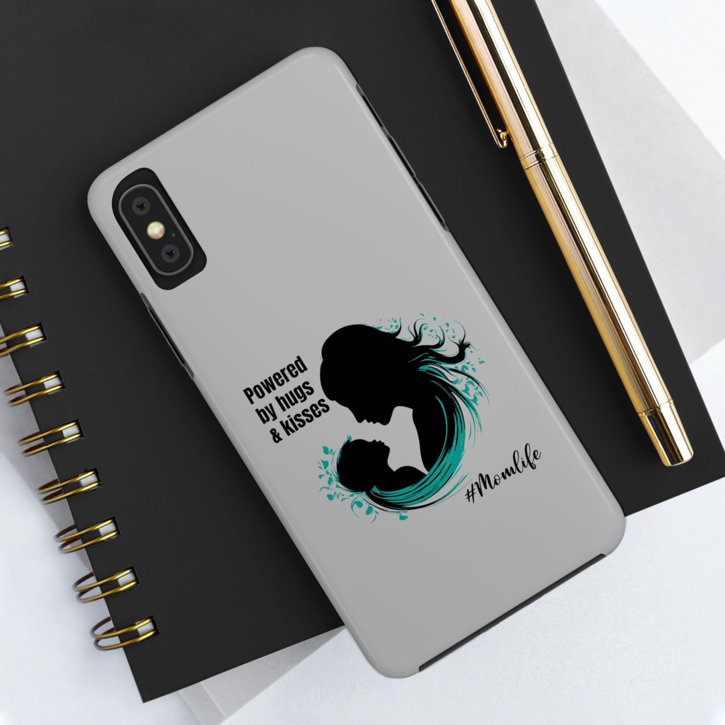 Powered By Hugs & Kisses Tough iPhone Cases | Great gift for Mom | #MomLife