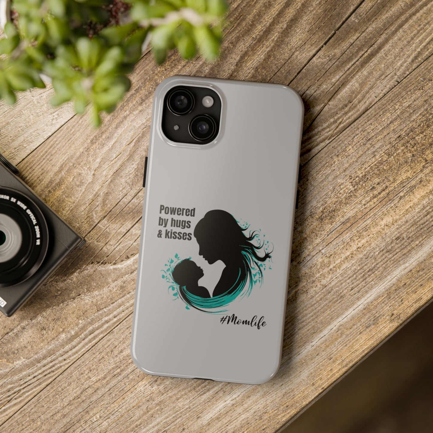 Powered By Hugs & Kisses Tough iPhone Cases | Great gift for Mom | #MomLife