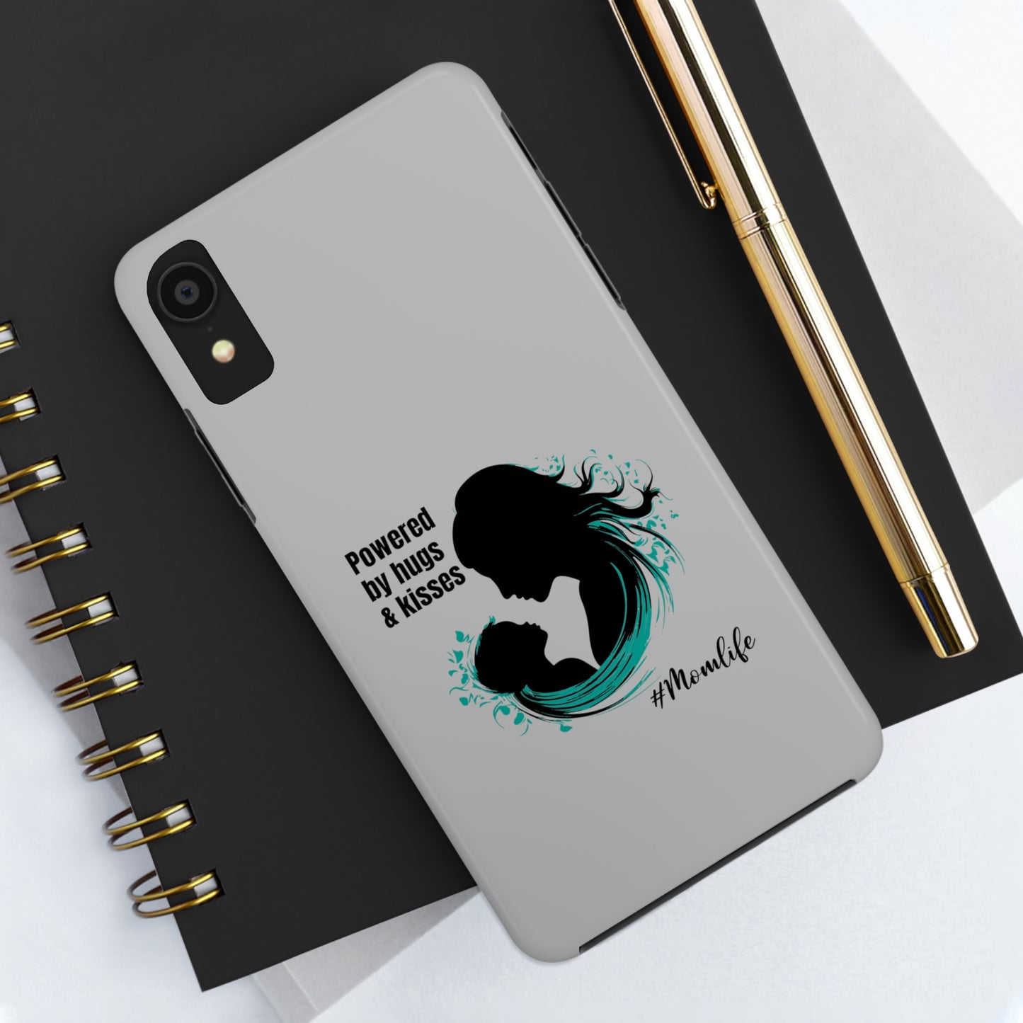 Powered By Hugs & Kisses Tough iPhone Cases | Great gift for Mom | #MomLife