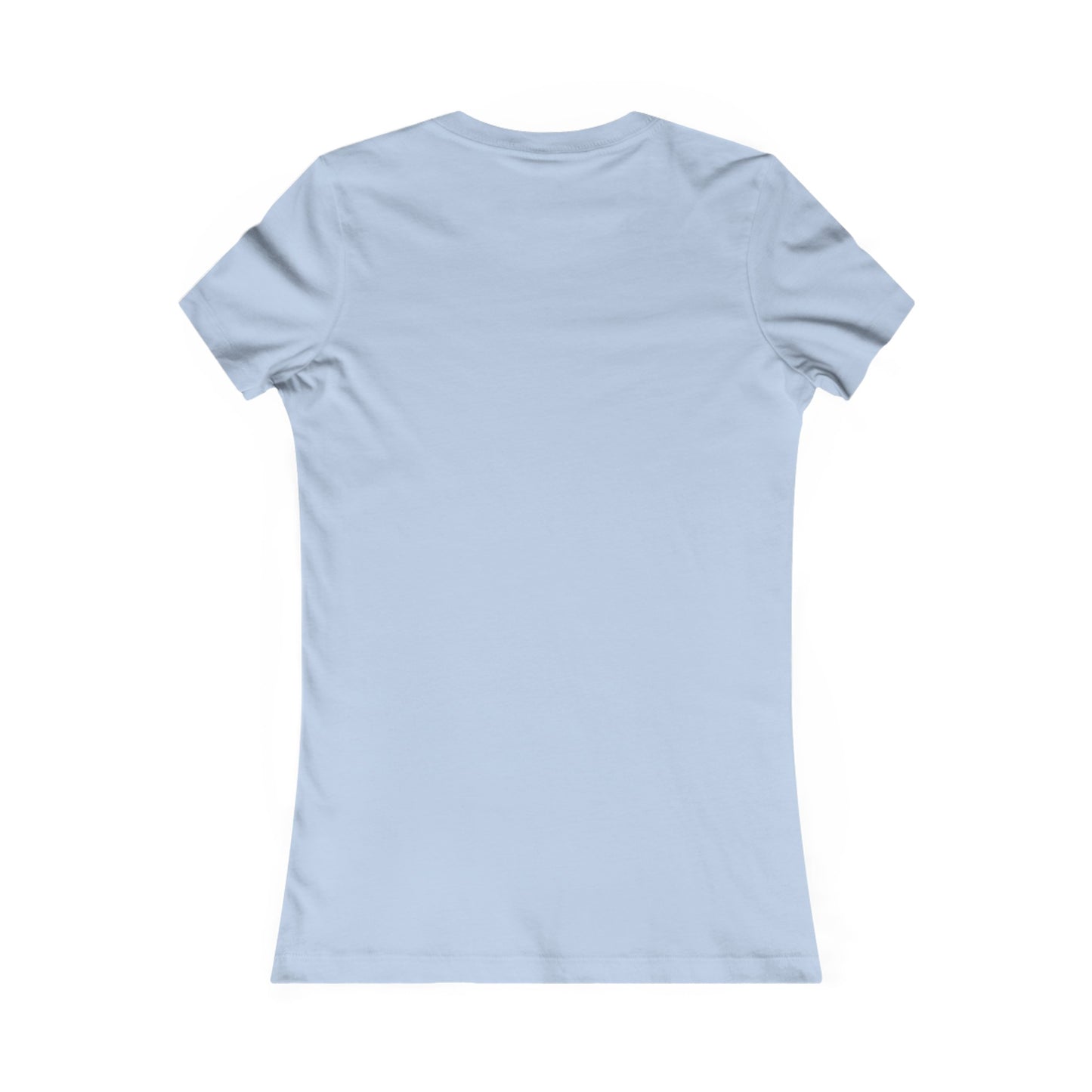 Back view of a bella+canvas 3001 baby blue tee