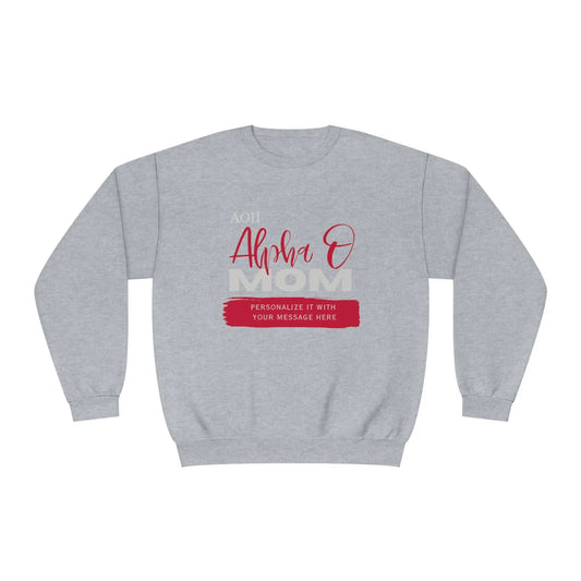 Personalizable Alpha O Mom NuBlend® Crewneck Sweatshirt | Write Your Own Message | Alpha Omicron Pi Sorority | Gifts for Mom Printify
