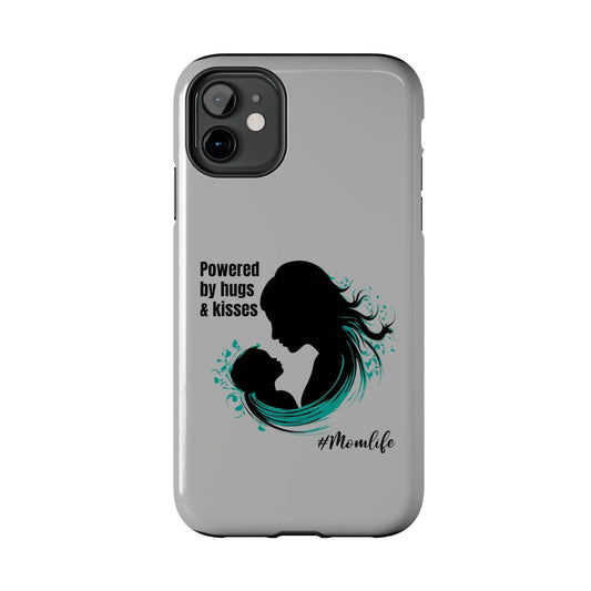 Powered By Hugs & Kisses Tough iPhone Cases | Great gift for Mom | #MomLife Printify
