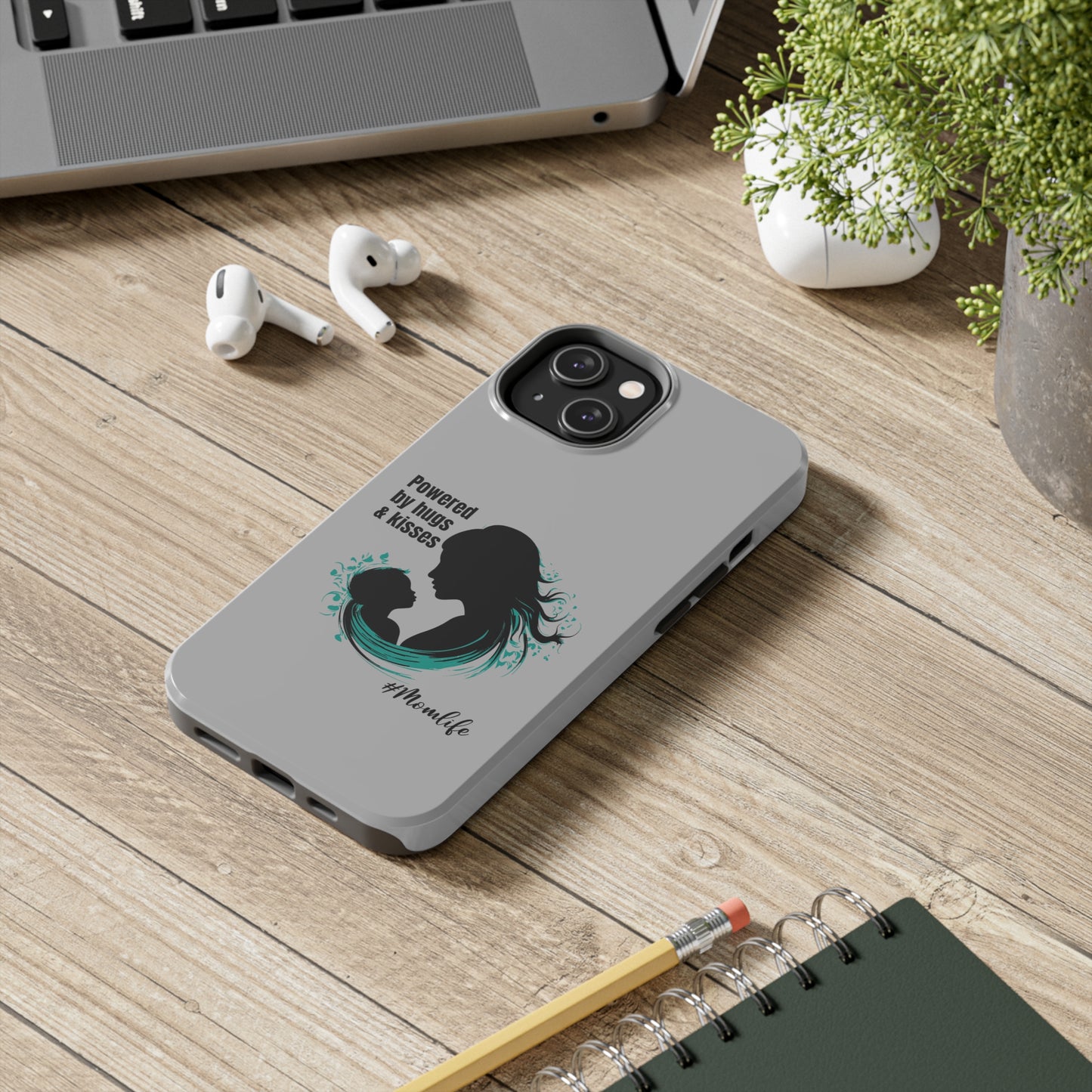 Powered By Hugs & Kisses Tough iPhone Cases | Great gift for Mom | #MomLife