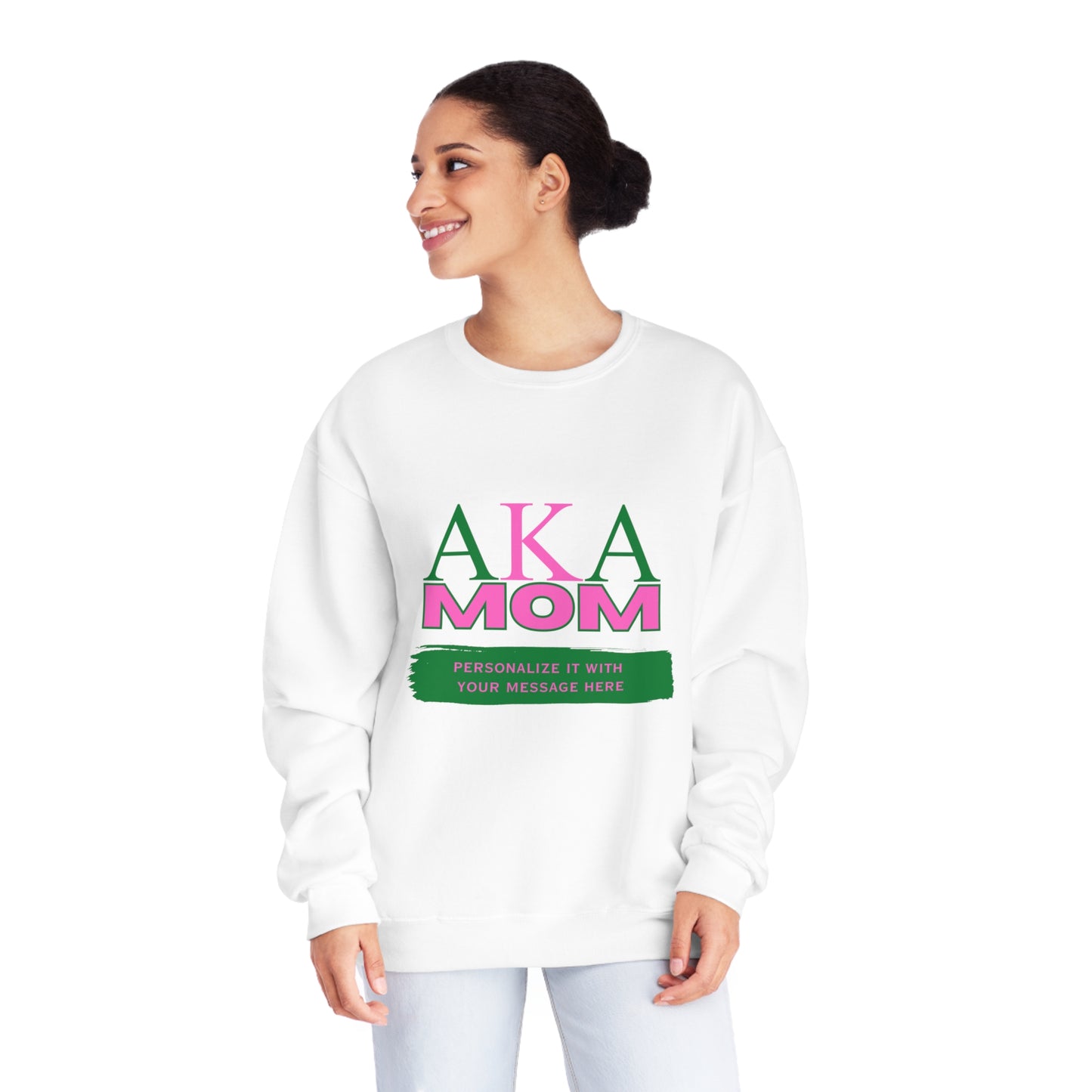 Personalized AKA Mom NuBlend® Crewneck Sweatshirt | Alpha Kappa Alpha Sorority | Write Your Own Message