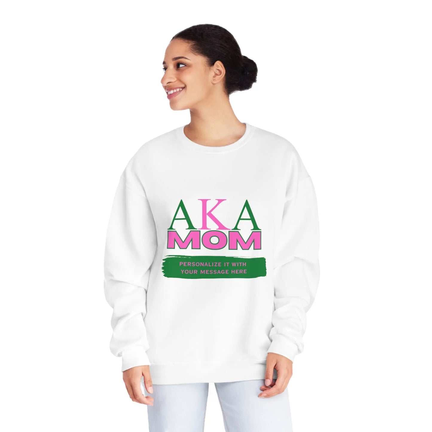 Personalized AKA Mom NuBlend® Crewneck Sweatshirt | Alpha Kappa Alpha Sorority | Write Your Own Message Printify