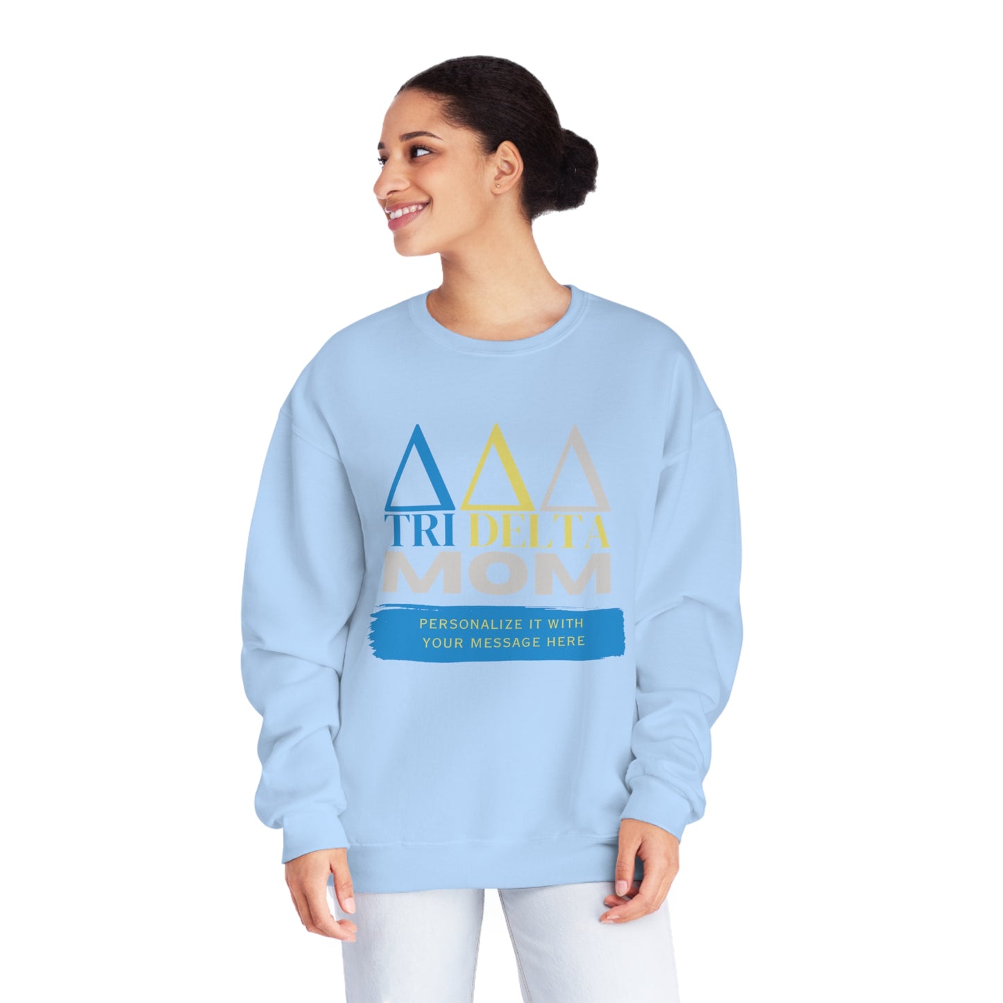 Personalizable Tri Delta Mom NuBlend® Crewneck Sweatshirt | Get your shirt customized | For sorority moms | Gifts for Mom