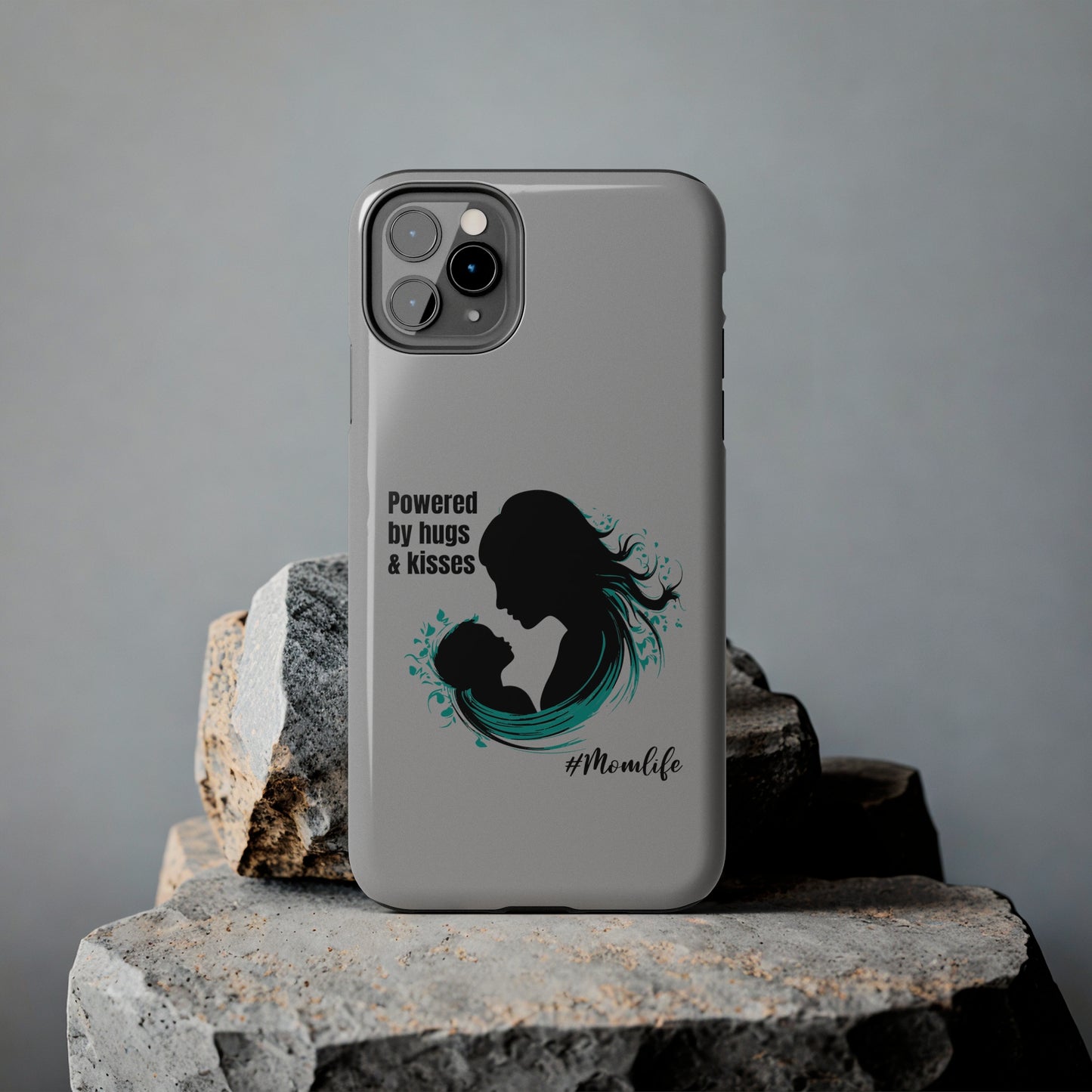 Powered By Hugs & Kisses Tough iPhone Cases | Great gift for Mom | #MomLife