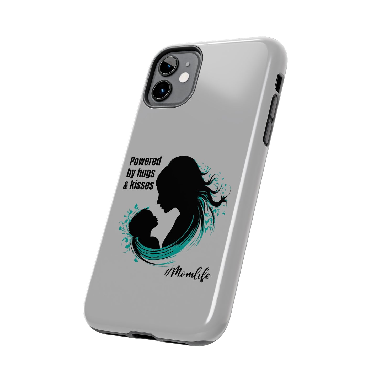 Powered By Hugs & Kisses Tough iPhone Cases | Great gift for Mom | #MomLife
