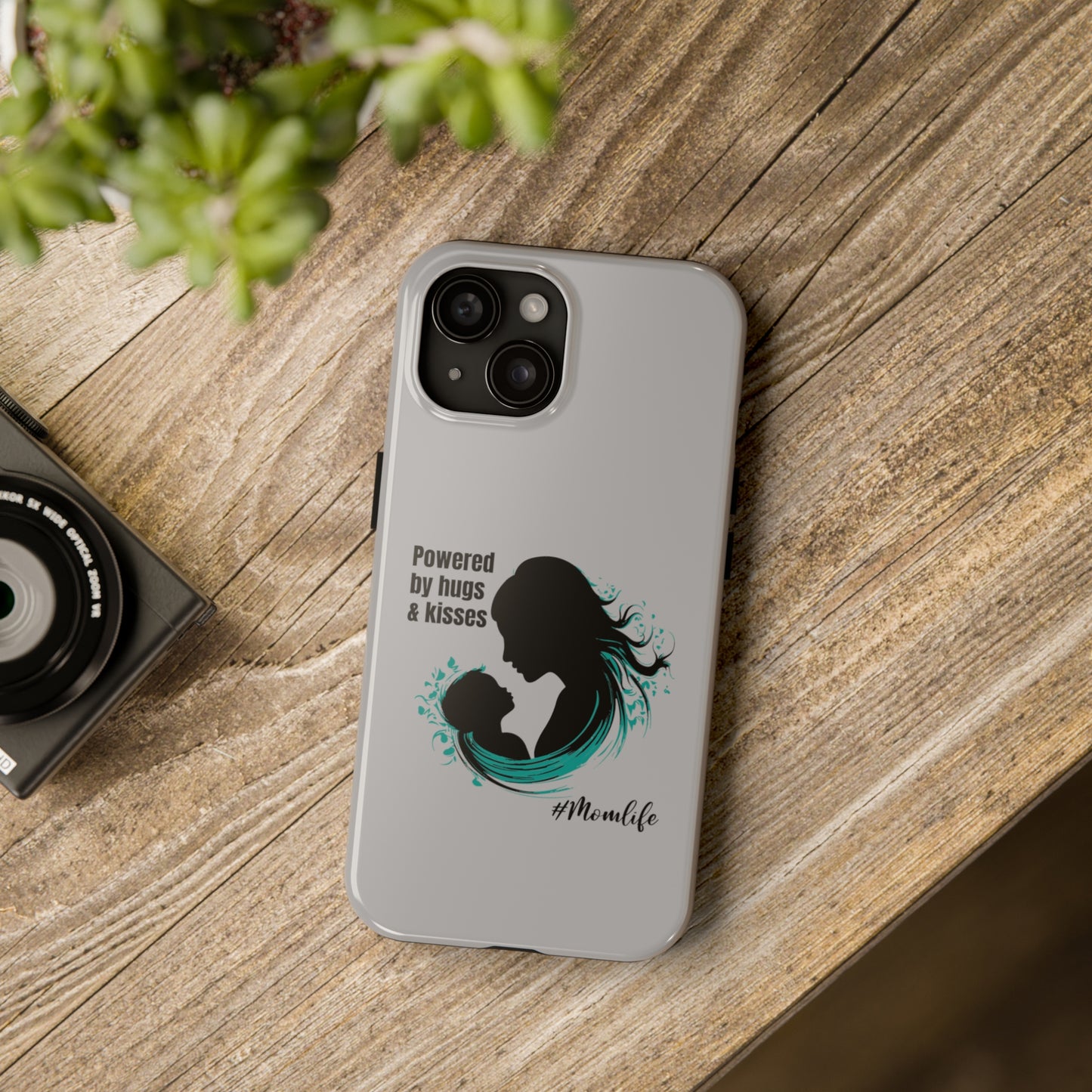 Powered By Hugs & Kisses Tough iPhone Cases | Great gift for Mom | #MomLife