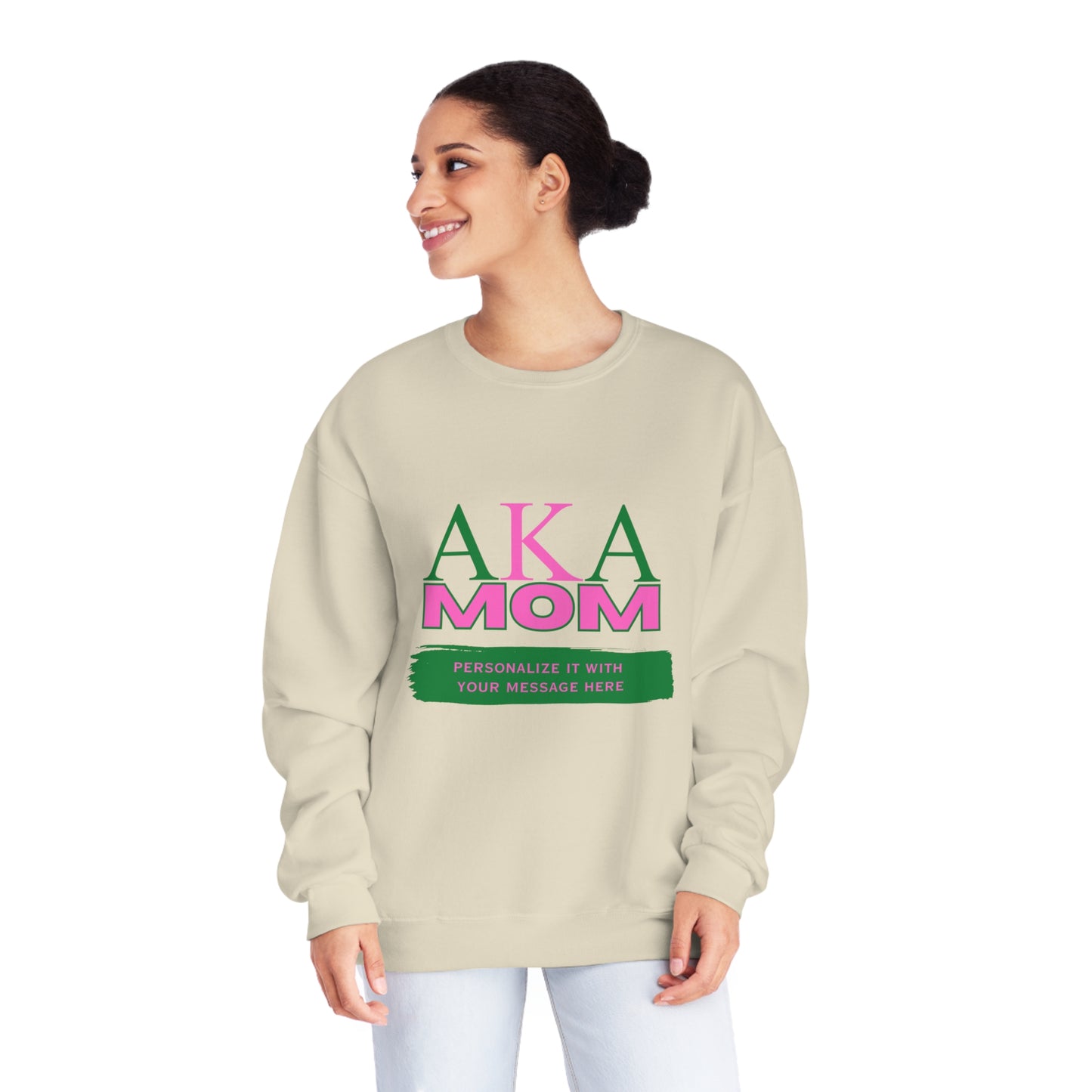 Personalized AKA Mom NuBlend® Crewneck Sweatshirt | Alpha Kappa Alpha Sorority | Write Your Own Message