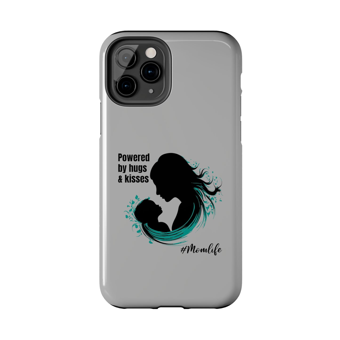 Powered By Hugs & Kisses Tough iPhone Cases | Great gift for Mom | #MomLife