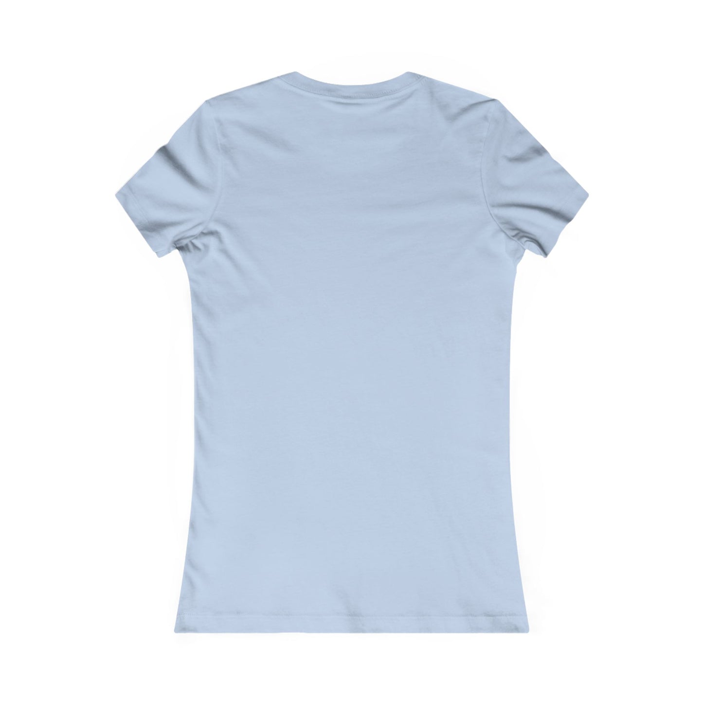 Back view of a bella+canvas 3001 baby blue tee