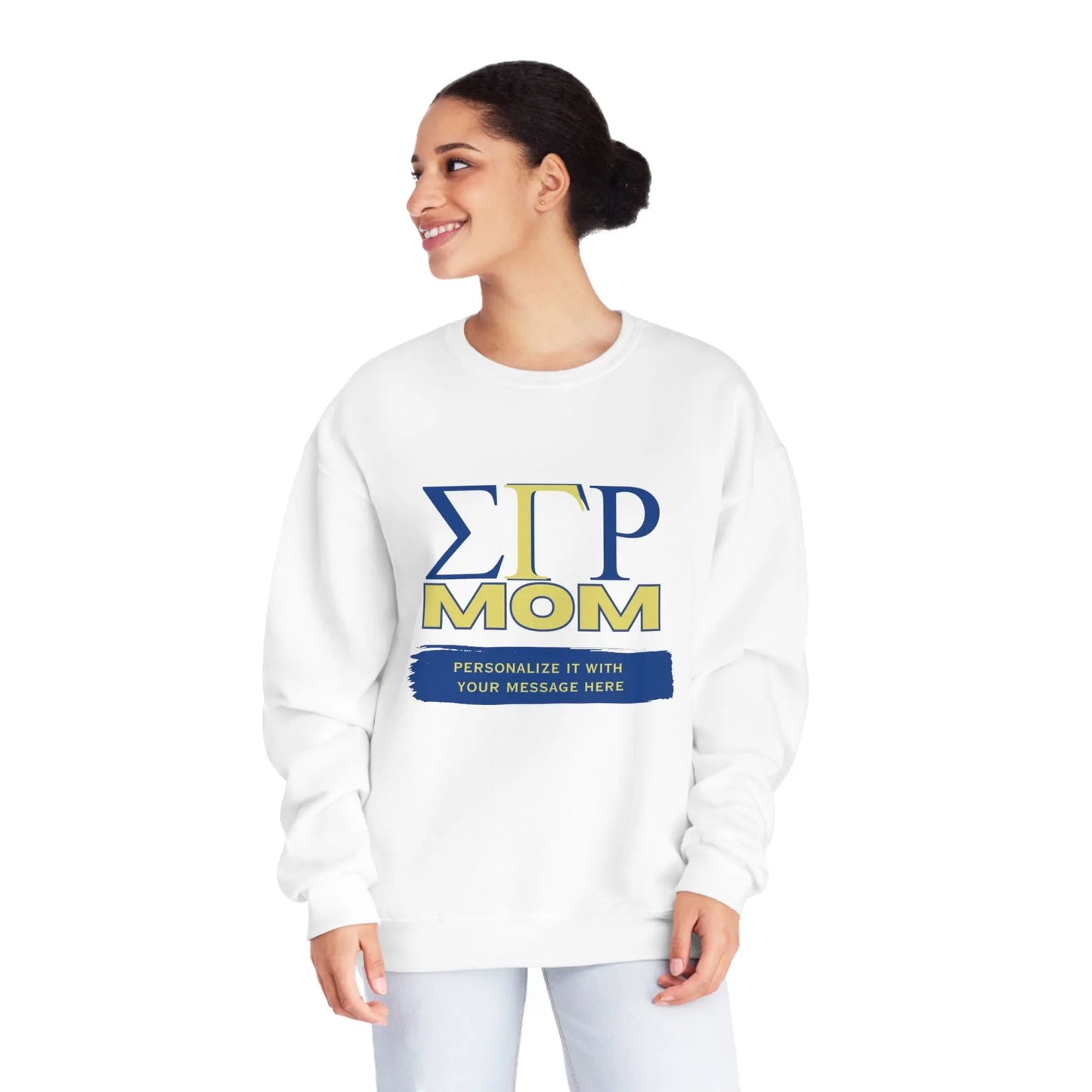Personalizable Sigma Gamma Rho Mom NuBlend® Crewneck Sweatshirt | Sorority shirt | Write Your Own Message | Gifts for Mom Printify