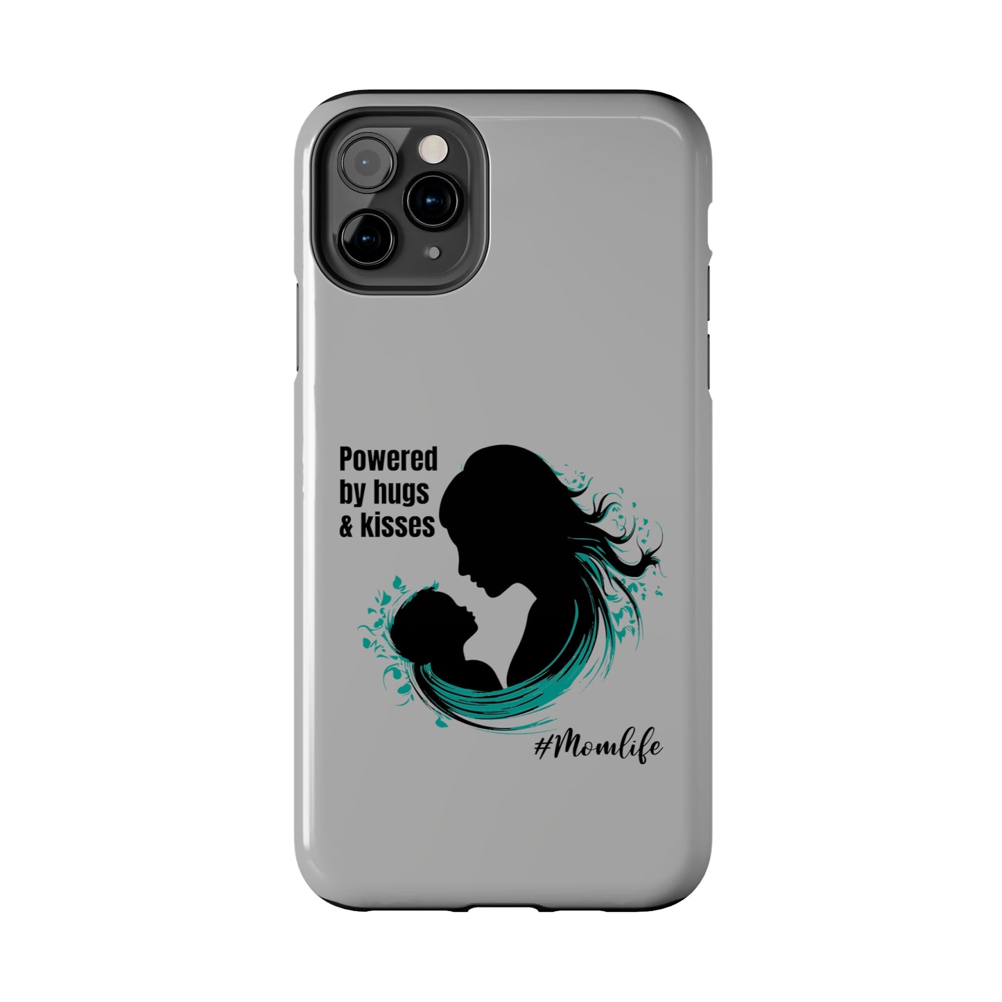 Powered By Hugs & Kisses Tough iPhone Cases | Great gift for Mom | #MomLife