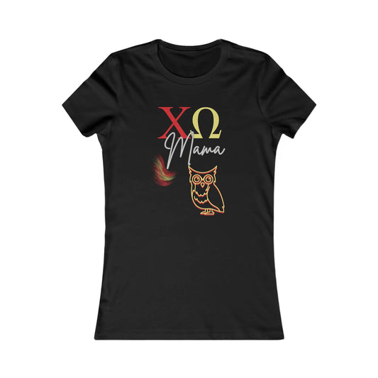 Chi Omega Mama Owl Shirt For Sorority Sister Moms | Bella+Canvas Women's Favorite Tee | Gifts for Moms Printify