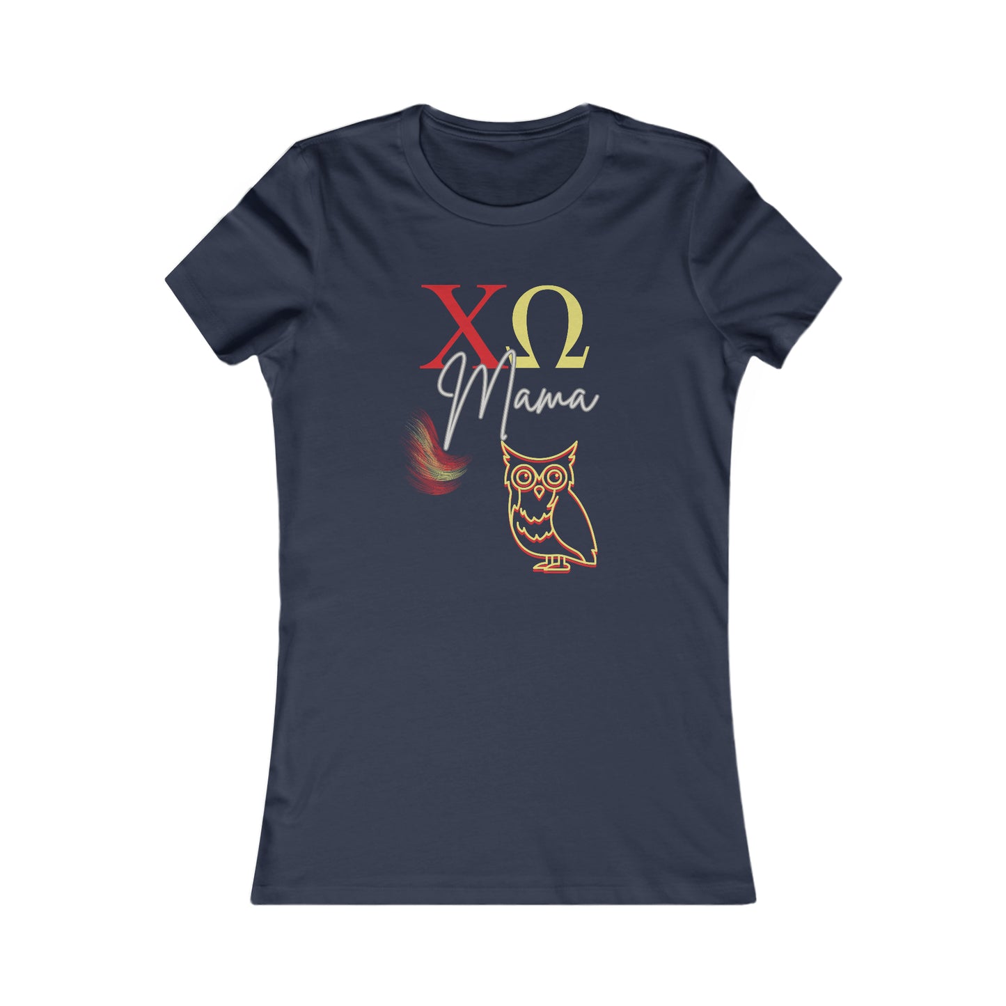 Chi Omega Mama Owl Shirt For Sorority Sister Moms | Bella+Canvas Women's Favorite Tee | Gifts for Moms