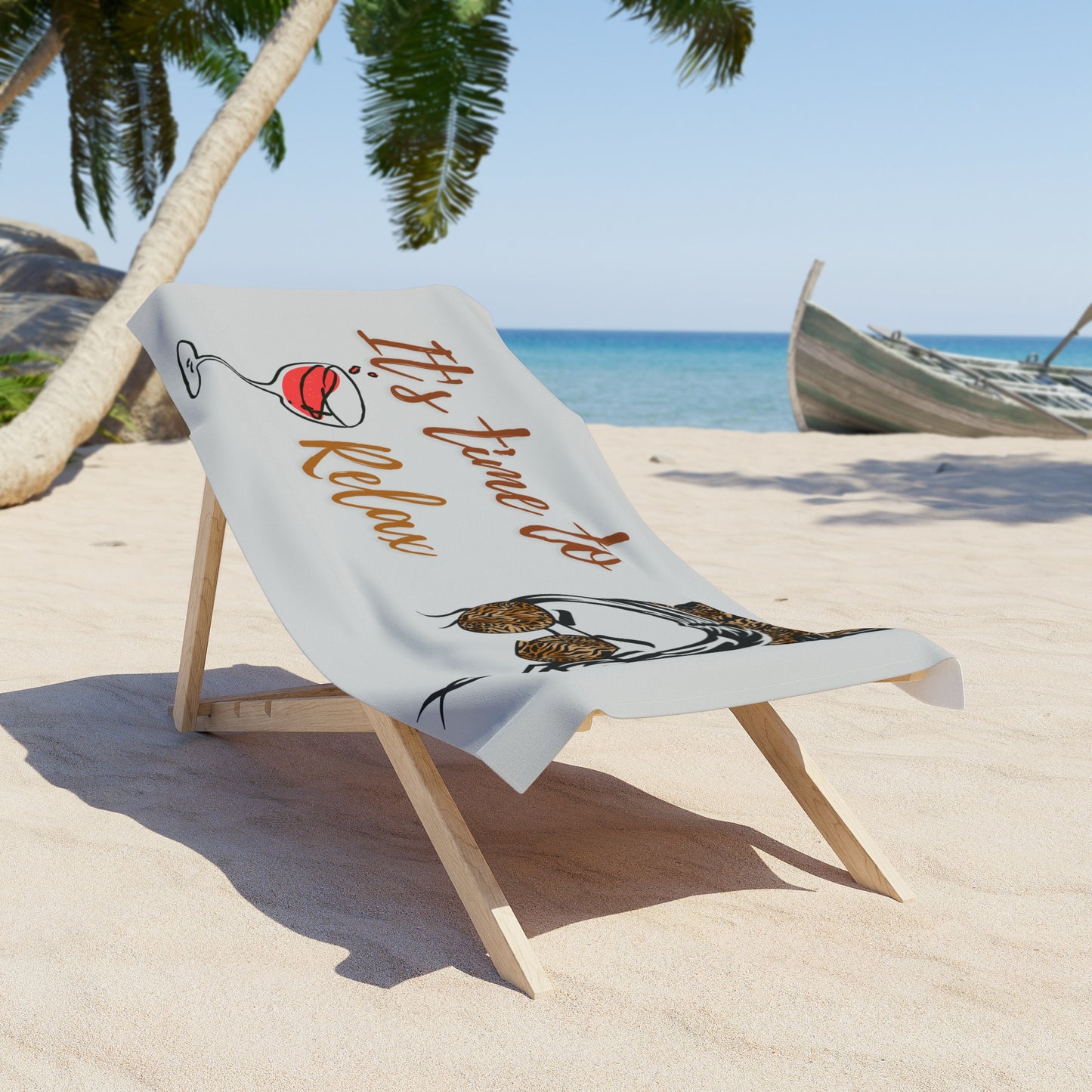 ‘It’s Time to Relax’ Leopard Sunglasses & Wine Beach Towel