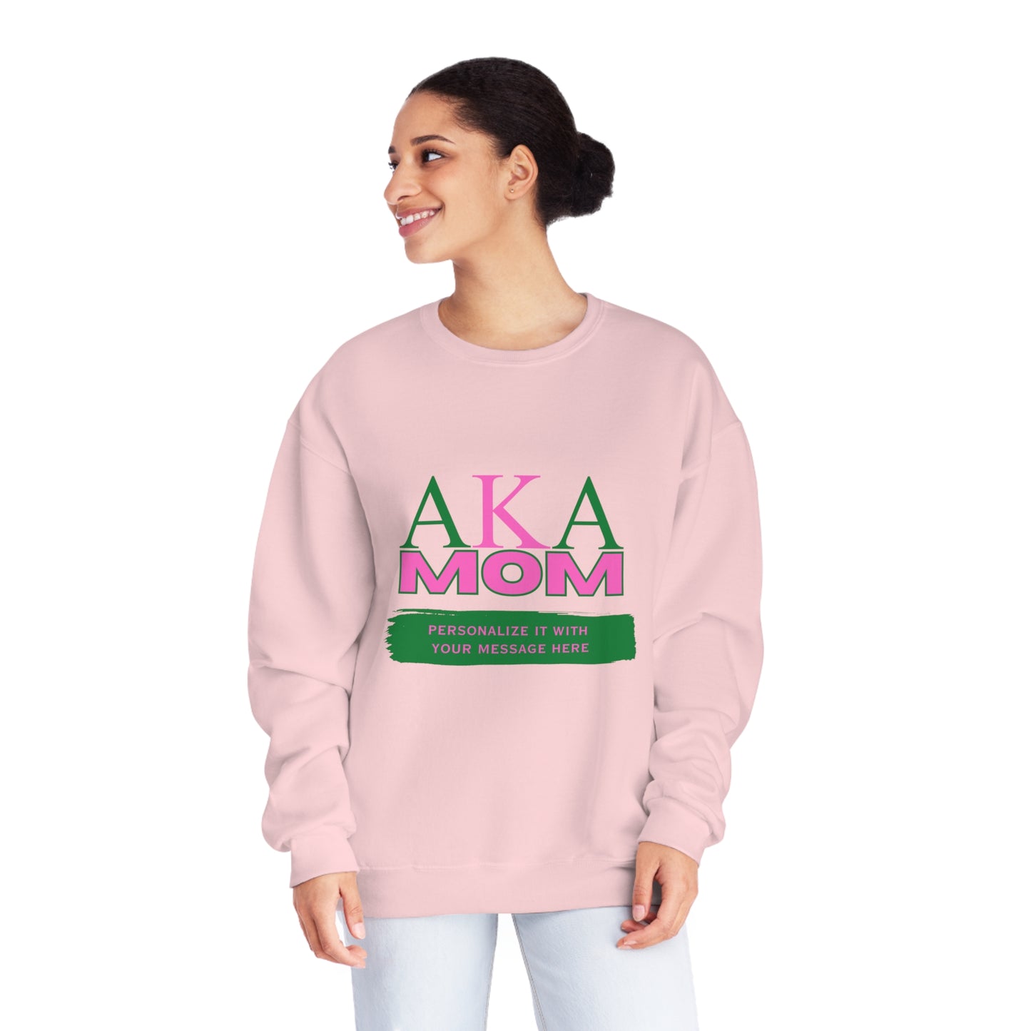 Personalized AKA Mom NuBlend® Crewneck Sweatshirt | Alpha Kappa Alpha Sorority | Write Your Own Message