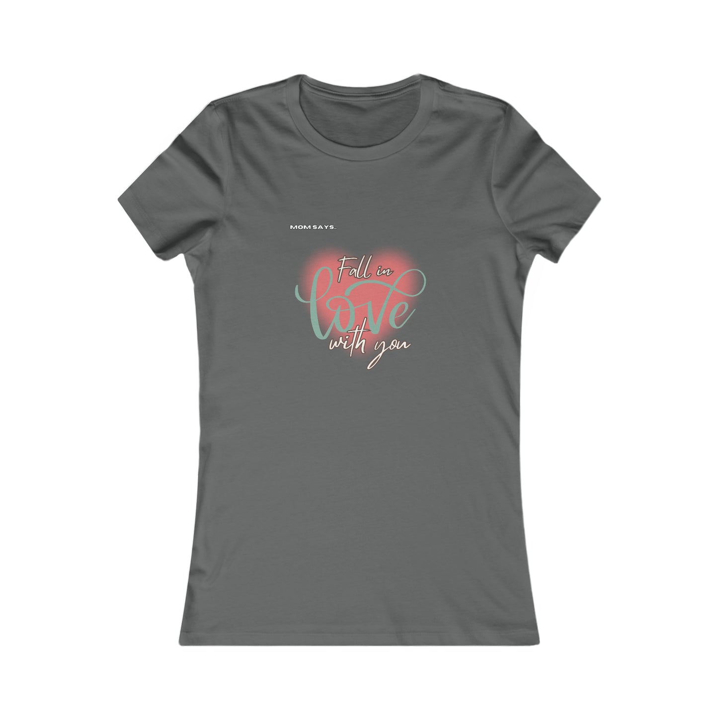 Discover the perfect gift from the Gifts For Mom store with this asphalt grey t-shirt featuring a pink heart design and the words Fall in love with you in an artful blend of fonts, celebrating mom in style.