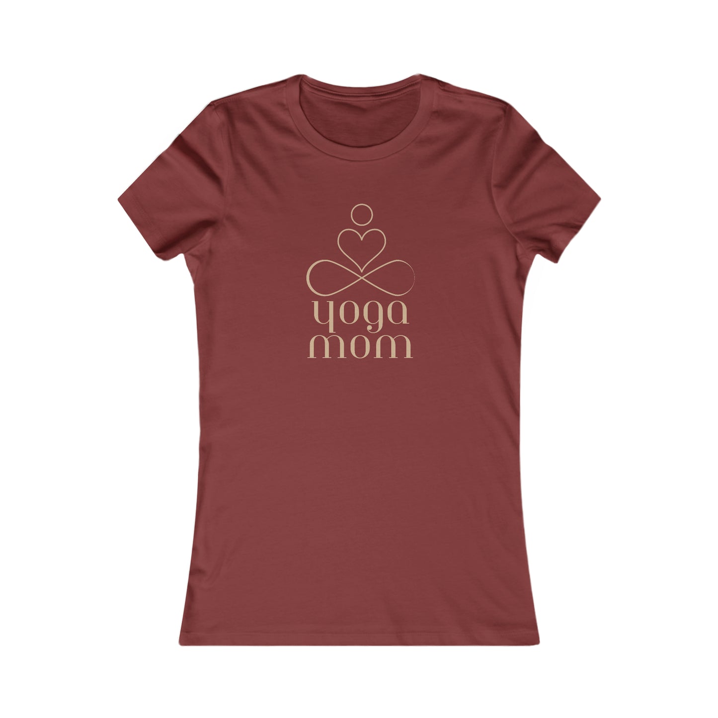 Celebrate mom with this cardinal red T-shirt featuring a gold design of a stylized person sitting cross-legged, heart shape above, and the text yoga mom below. Available at the Gifts For Mom store, its a perfect blend of style and sentiment for any yoga-loving mom.