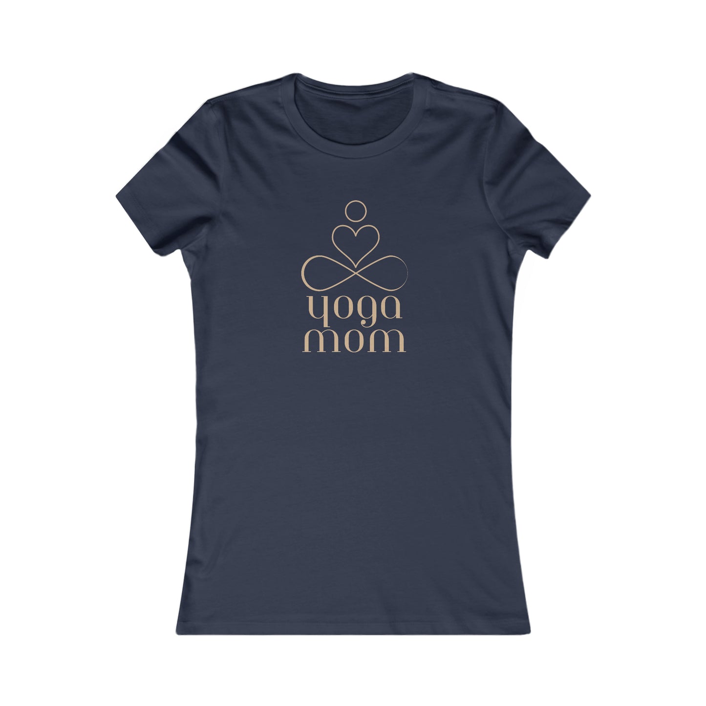 Celebrate mom with this navy blue T-shirt featuring a gold design of a stylized person sitting cross-legged, heart shape above, and the text yoga mom below. Available at the Gifts For Mom store, its a perfect blend of style and sentiment for any yoga-loving mom.