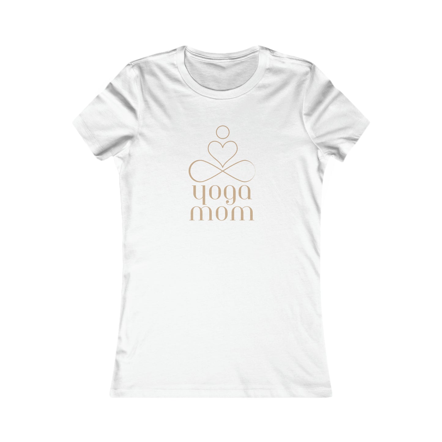 Celebrate mom with this white T-shirt featuring a gold design of a stylized person sitting cross-legged, heart shape above, and the text yoga mom below. Available at the Gifts For Mom store, its a perfect blend of style and sentiment for any yoga-loving mom.