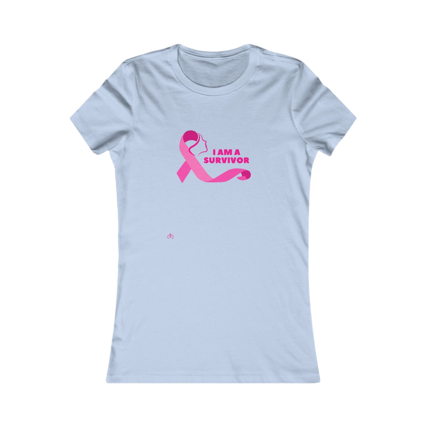 Discover our baby blue t-shirt featuring a pink breast cancer awareness ribbon and the bold text I AM A SURVIVOR. Perfect for showing support, available at the Gifts For Mom store.
