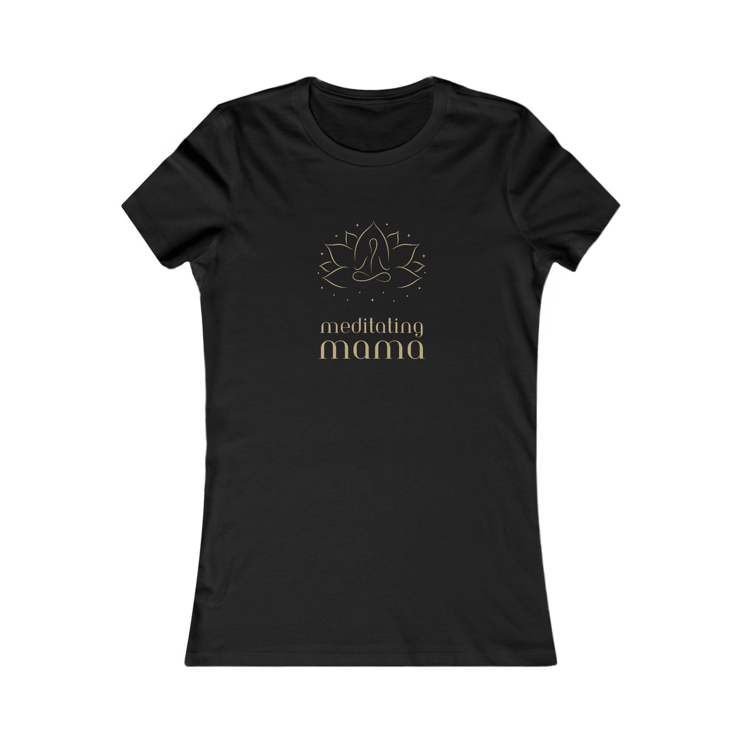 This black t-shirt from the Gifts for Mom store features a simple lotus flower design and the text meditating mama in gold. Perfectly centered on the chest, its an ideal piece for showing off her love of yoga.