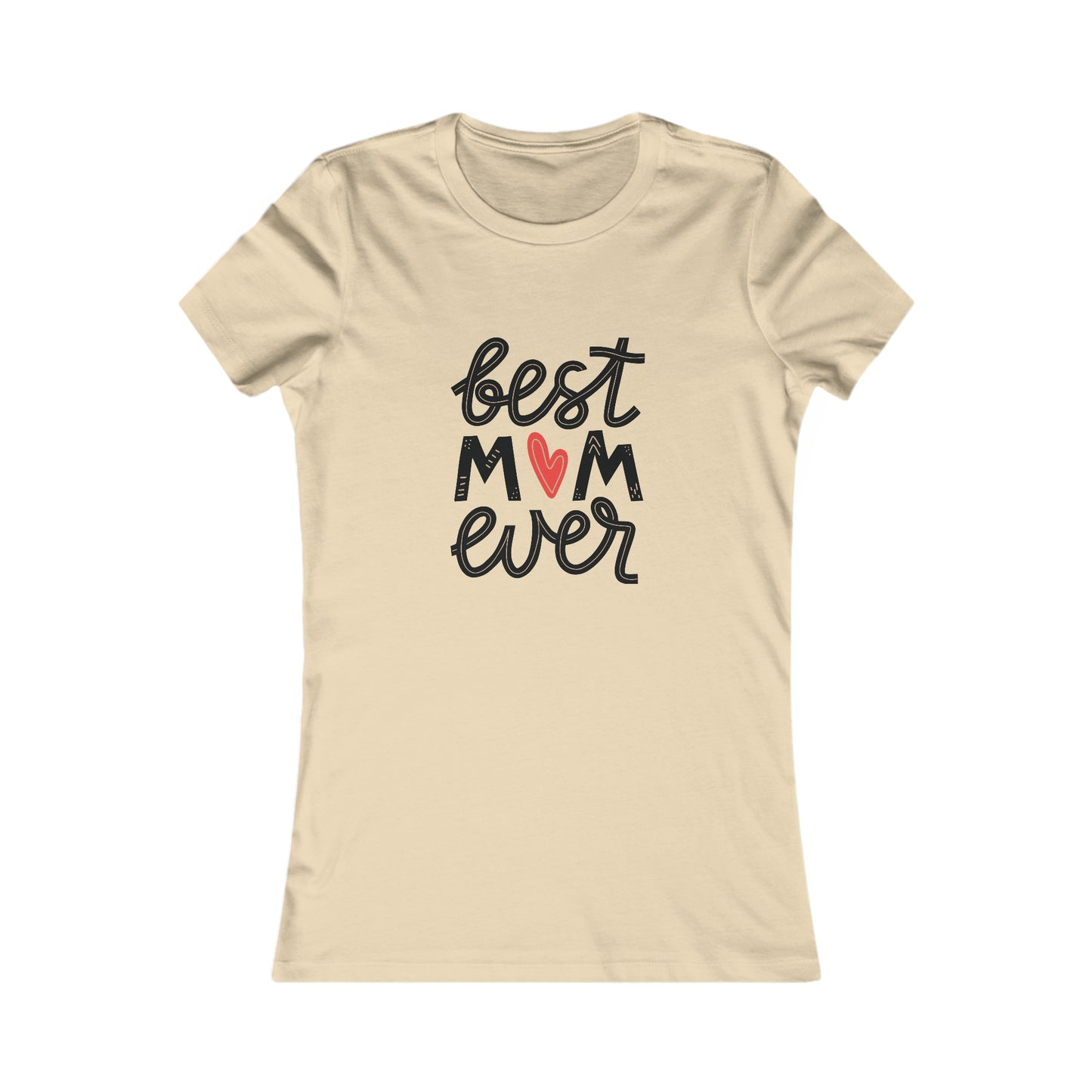 Celebrate mom with a vibrant cream T-shirt from the Gifts For Mom store. Featuring best MOM ever on the front, where a red heart charmingly replaces the letter O, this shirt is beautifully laid out against a plain white background.