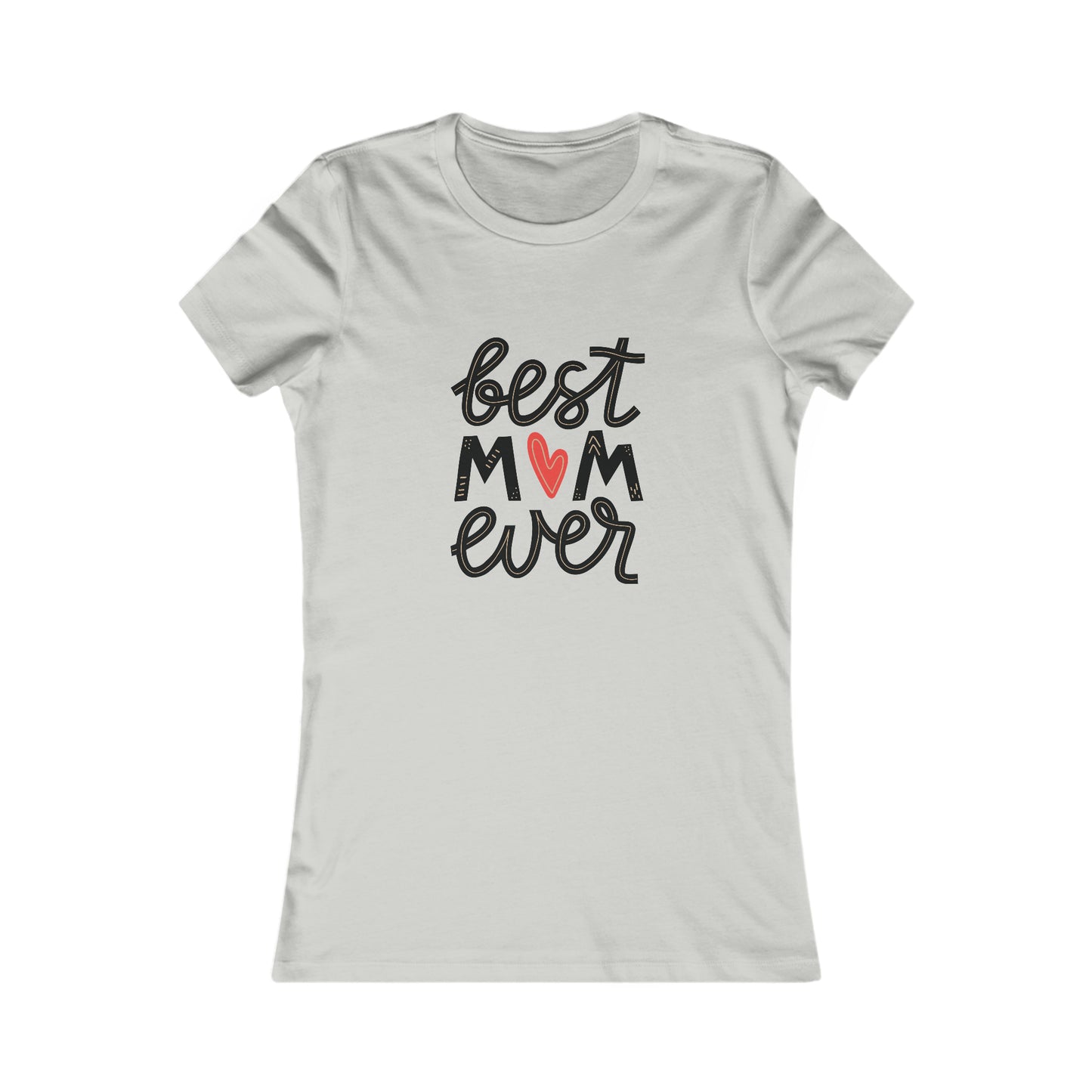Celebrate mom with a bright grey T-shirt from the Gifts For Mom store. Featuring best MOM ever on the front, where a red heart charmingly replaces the letter O, this shirt is beautifully laid out against a plain white background.