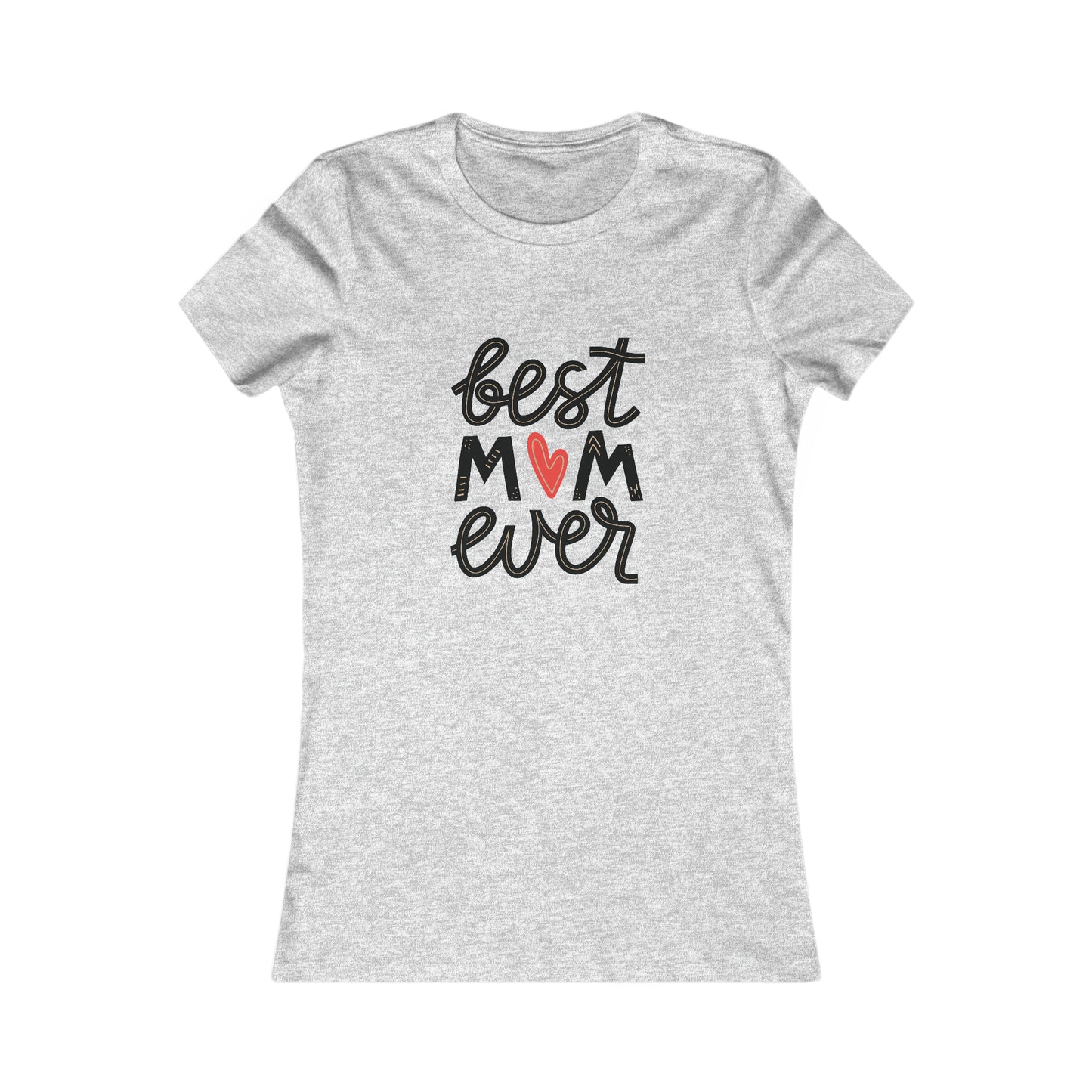 Celebrate mom with a vivid heather grey T-shirt from the Gifts For Mom store. Featuring best MOM ever on the front, where a red heart charmingly replaces the letter O, this shirt is beautifully laid out against a plain white background.