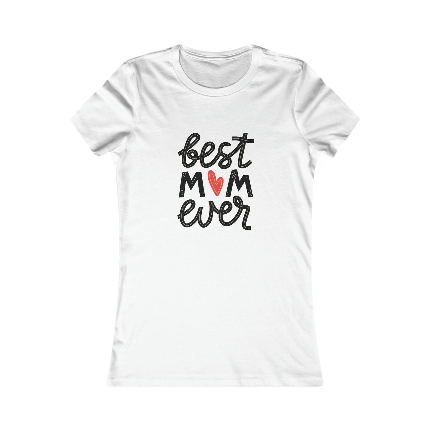 Celebrate mom with a bright white T-shirt from the Gifts For Mom store. Featuring best MOM ever on the front, where a red heart charmingly replaces the letter O, this shirt is beautifully laid out against a plain white background.