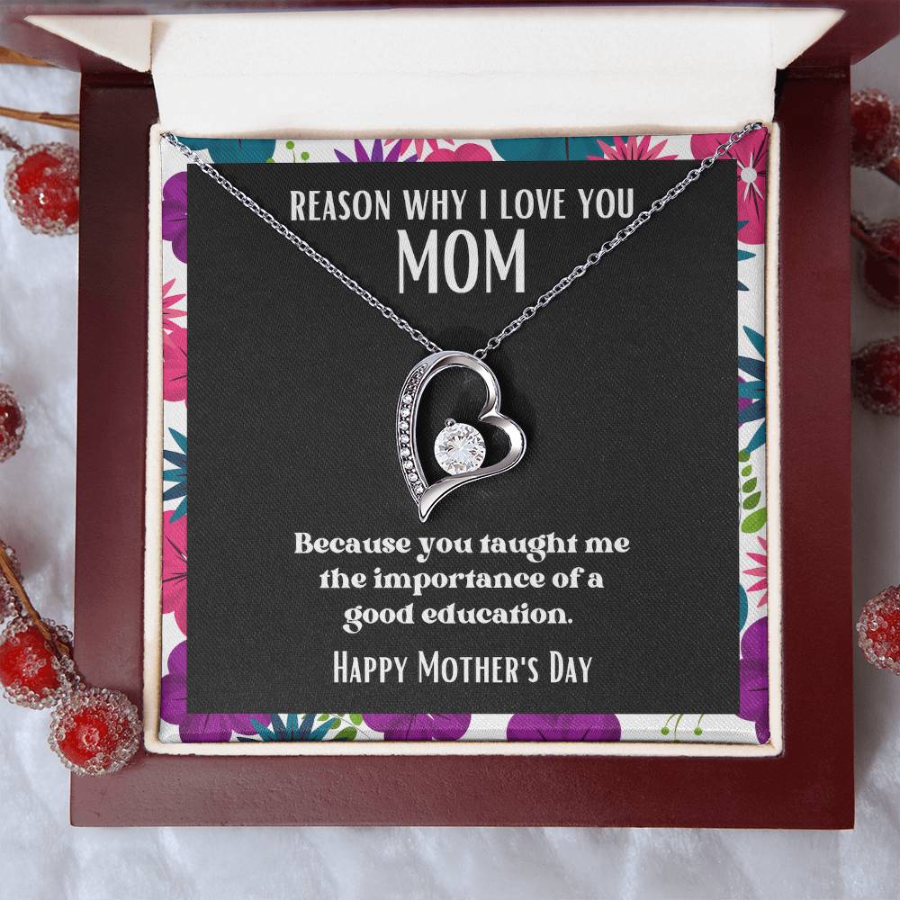 Heart and Stone Pendant Reasons I Love My Mother #12 | Positive messages with Made to Order Jewelry | Importance of Education