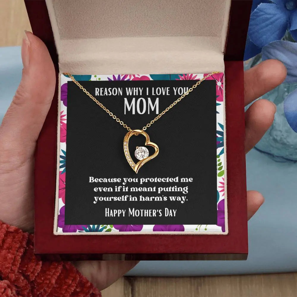 Heart and Stone Pendant Reasons I Love My Mother #14 | Positive messages with Made to Order Jewelry | Protected me ShineOn Fulfillment