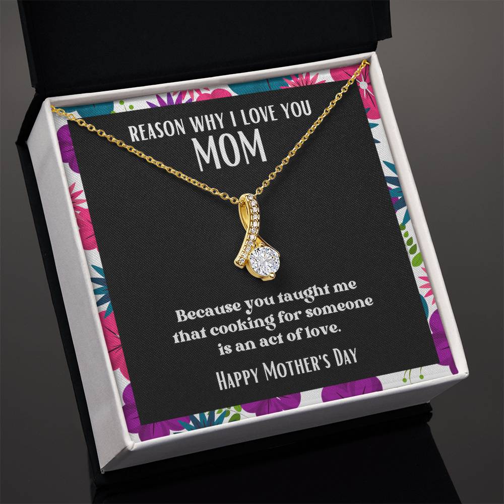 Ribbon Pendant Reasons I Love My Mother #8 | Positive messages with Made to Order Jewelry | Cooking is an act of love