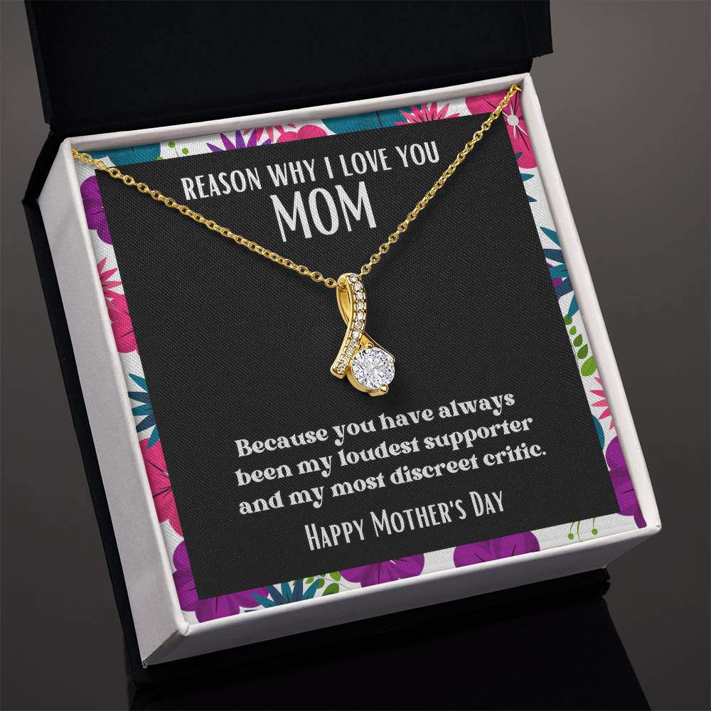Ribbon Pendant Reasons I Love My Mother #6 | Positive messages with Made to Order Jewelry | Loudest supporter