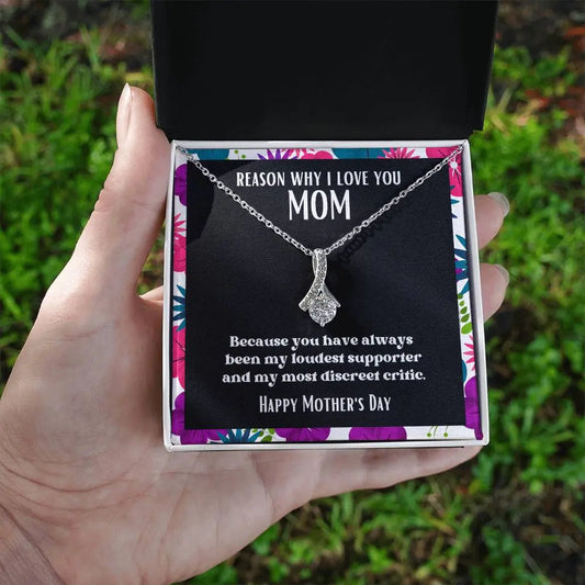 Ribbon Pendant Reasons I Love My Mother #6 | Positive messages with Made to Order Jewelry | Loudest supporter ShineOn Fulfillment