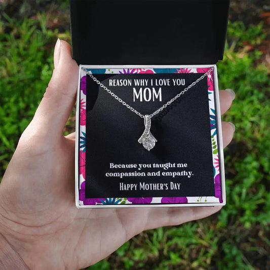 Ribbon Pendant Reasons I Love My Mother #7 | Positive messages with Made to Order Jewelry | Compassion and empathy ShineOn Fulfillment