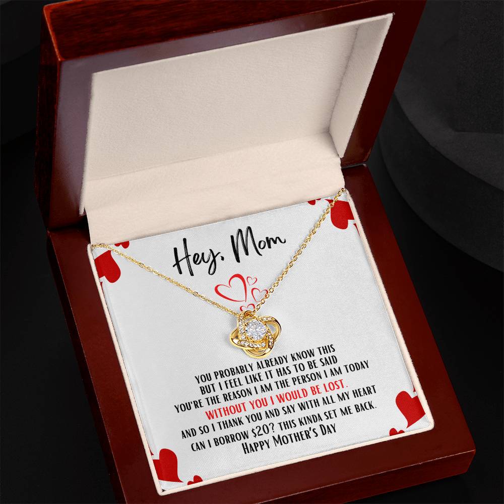Hey Mom Flower Pendant Necklace with Funny Message card | Great Mother's Day Gift | From your sarcastic child