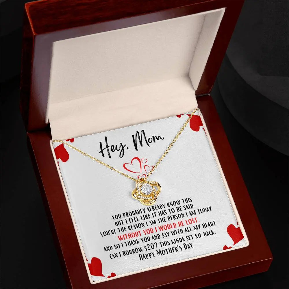 Hey Mom Flower Pendant Necklace with Funny Message card | Great Mother's Day Gift | From your sarcastic child ShineOn Fulfillment