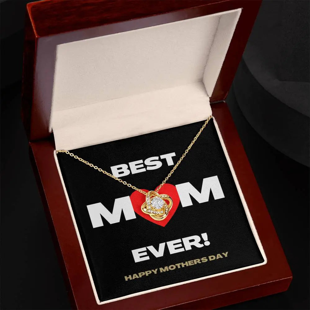 Best Mom Ever Love Knot Necklace | Mother's Day Message Card | Flower Pendant | Great Gifts For Mom ShineOn Fulfillment