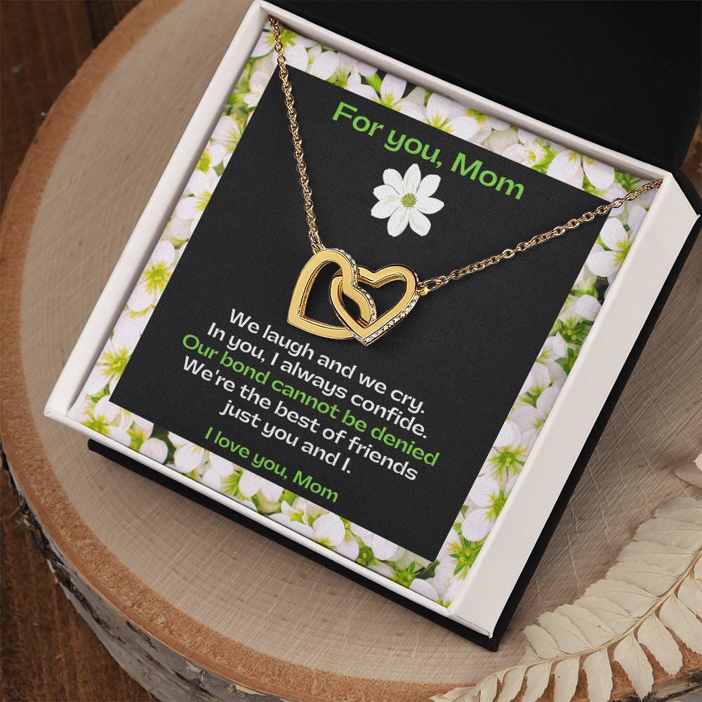 Interlocking Hearts Pendant Necklace for BFF Mom | Best Friend Mom | Gifts for Mom | Great Present for Birthdays, Mother's Day or Just Because