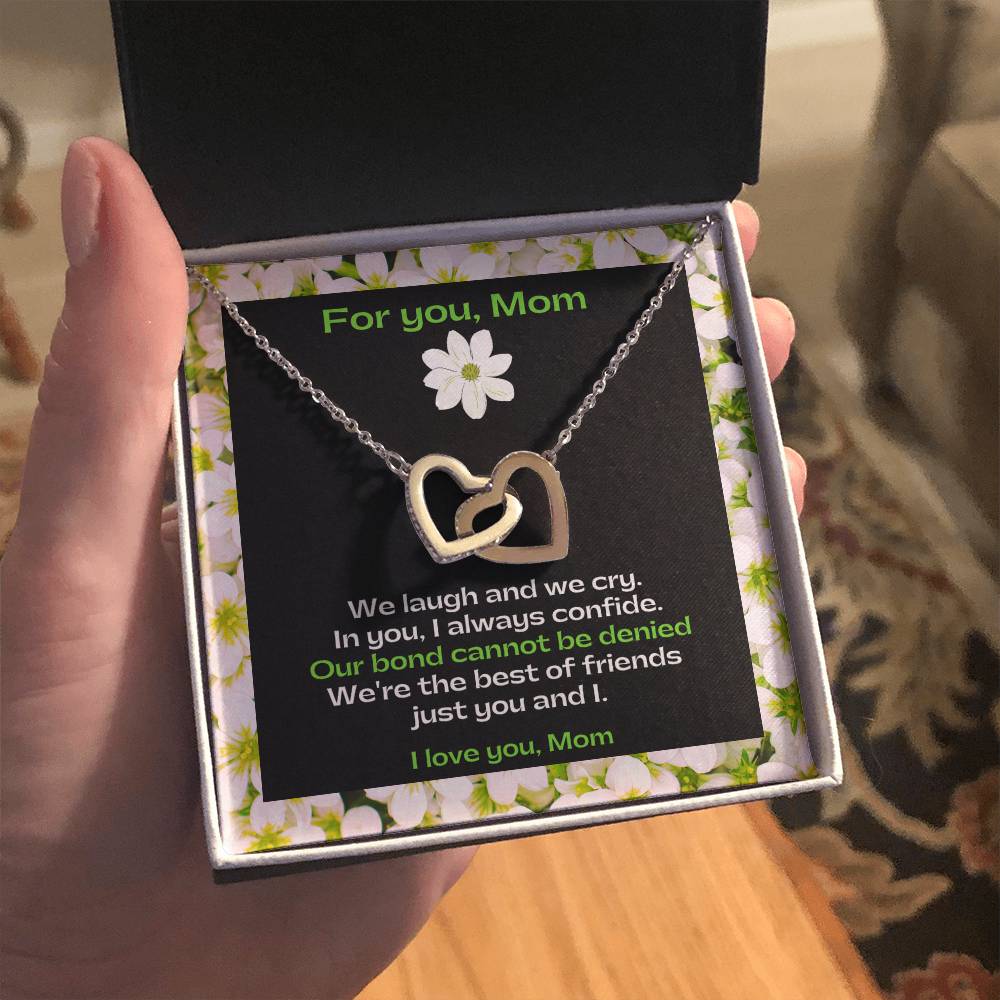 Interlocking Hearts Pendant Necklace for BFF Mom | Best Friend Mom | Gifts for Mom | Great Present for Birthdays, Mother's Day or Just Because