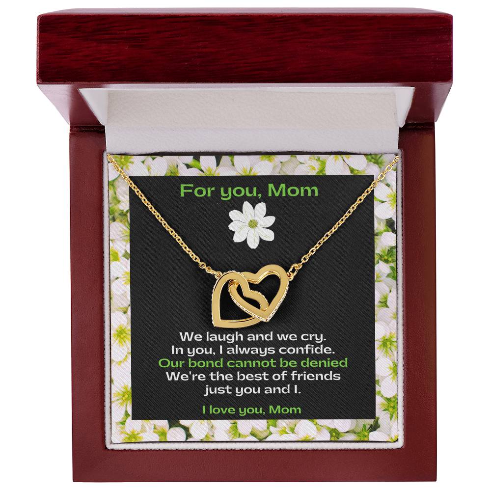 Interlocking Hearts Pendant Necklace for BFF Mom | Best Friend Mom | Gifts for Mom | Great Present for Birthdays, Mother's Day or Just Because
