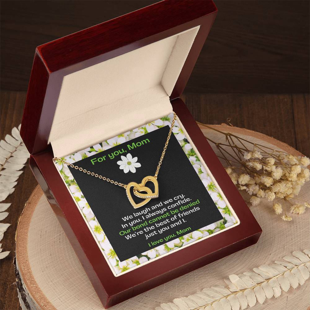 Interlocking Hearts Pendant Necklace for BFF Mom | Best Friend Mom | Gifts for Mom | Great Present for Birthdays, Mother's Day or Just Because