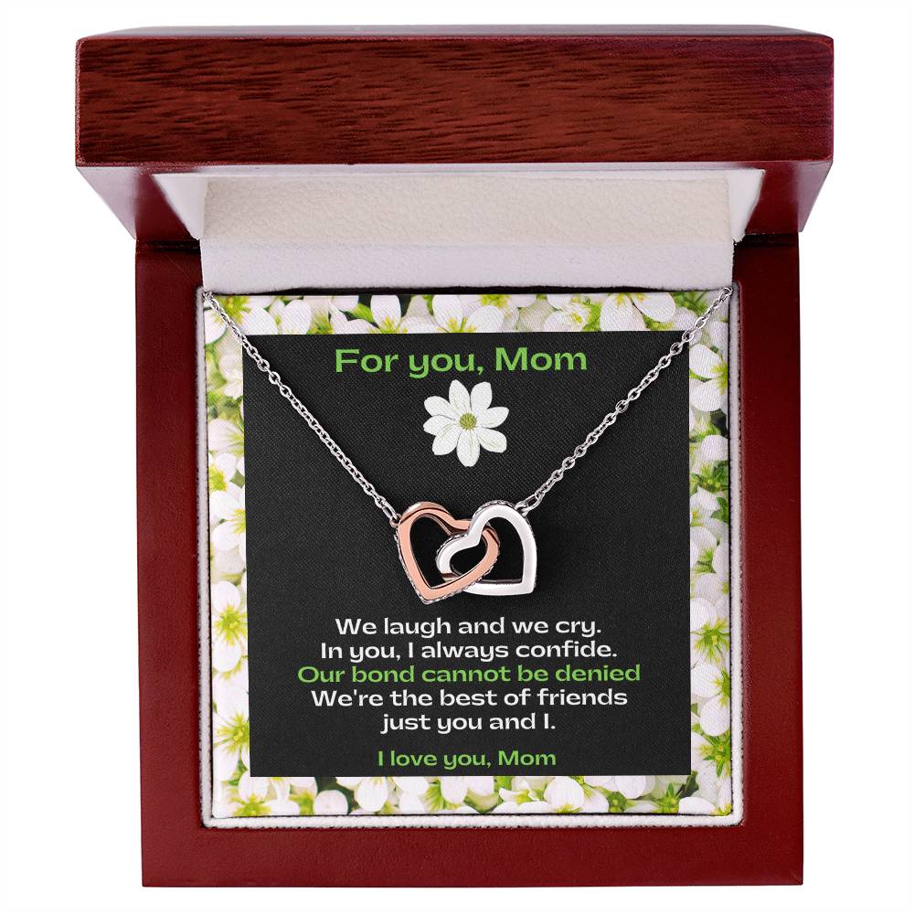 Interlocking Hearts Pendant Necklace for BFF Mom | Best Friend Mom | Gifts for Mom | Great Present for Birthdays, Mother's Day or Just Because