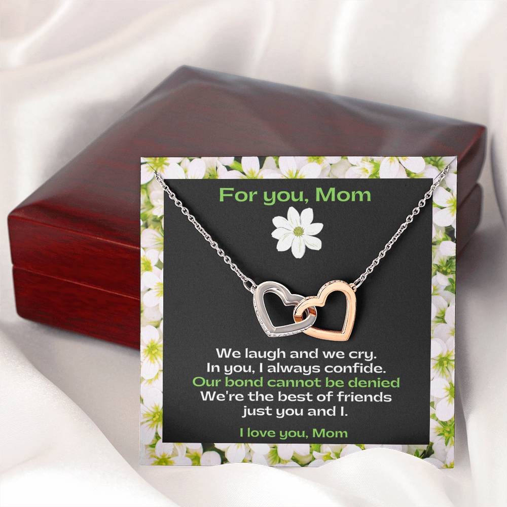 Interlocking Hearts Pendant Necklace for BFF Mom | Best Friend Mom | Gifts for Mom | Great Present for Birthdays, Mother's Day or Just Because